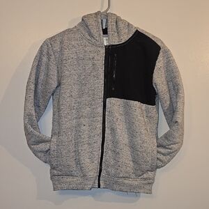 Kids Heather Gray and Black Zip Up Hoodie Size 10/12 Colorful Planet. LOT K